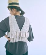 ハンドスモッキングコットンポプリン　2wayベスト